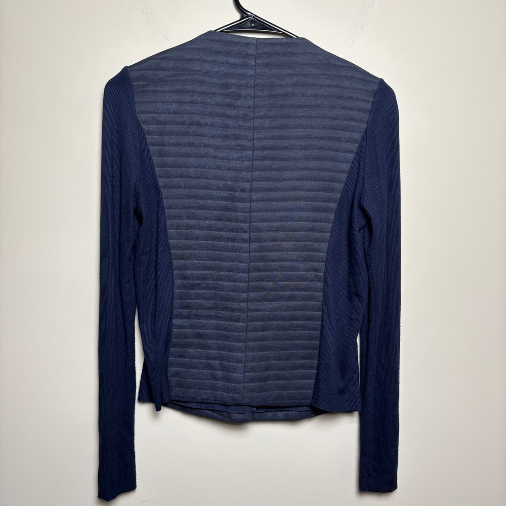 Lola & Sophie Cotton Blend Quilted Faux Suede Knit Zip Moto Jacket Womens XS - Picture 5 of 9